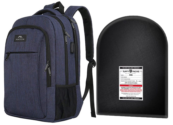 Travel/School Backpack with Level IIIA Bulletproof Insert (11" x 14")