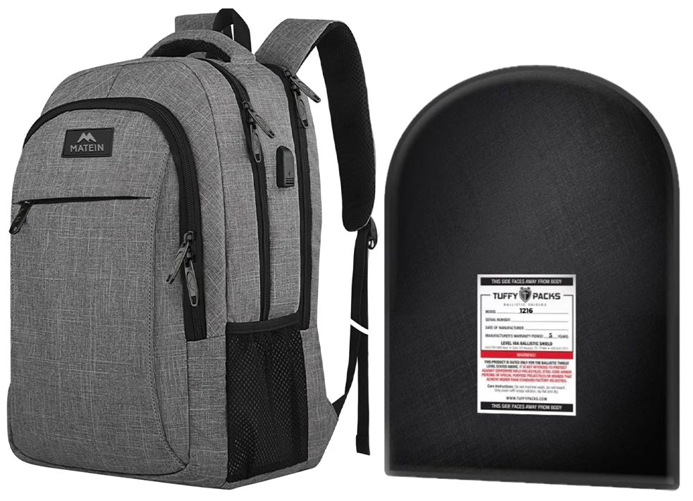 Travel/School Backpack with Level IIIA Bulletproof Insert (11" x 14")